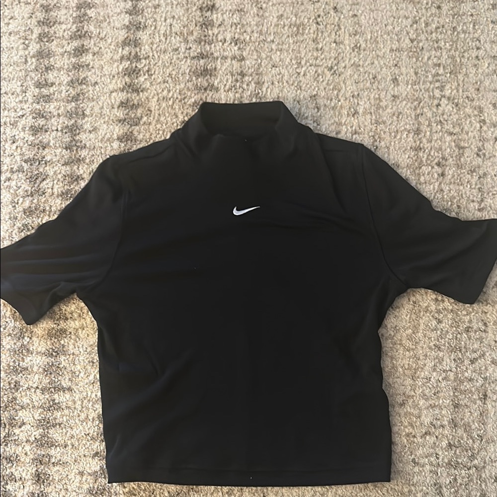 NWT Nike Women's Sportswear Essentials Ribbed Mock-Neck Short-Sleeve Top